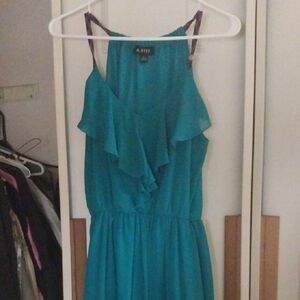 A. Byer Teal Sleeveless Dress